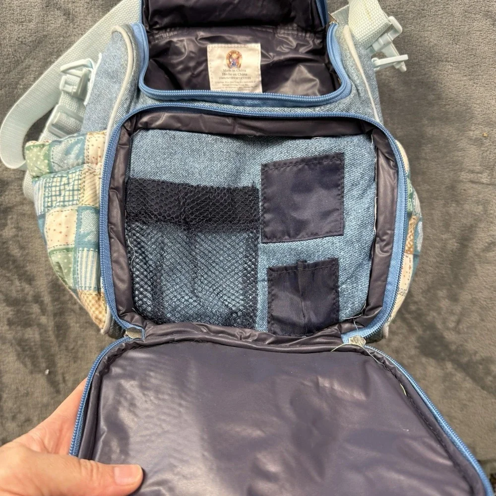 Blue Jean Teddy Bear Springs Blossom Demin Bottle Diaper Tote Bag Baby